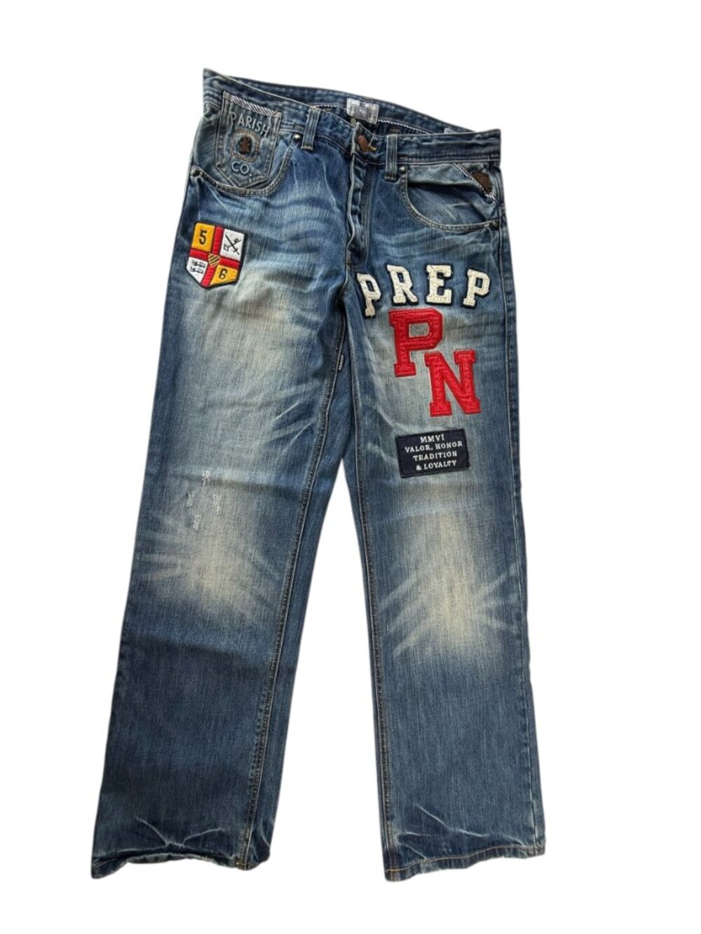 PARISH Jeans Designer Denim Embroidered Patch Embellished. Size Men's 34